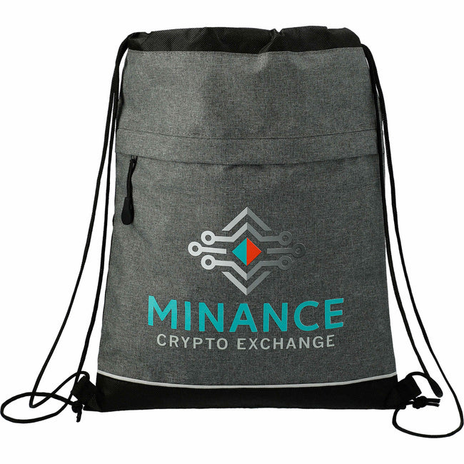 Quarry Drawstring Bag with Zip Front Pocket Embroidery