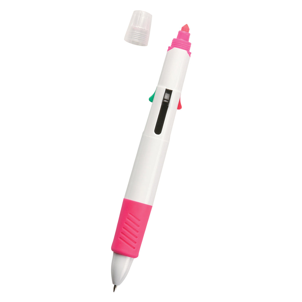 Quatro Pen and Highlighter - Pink - Open_Blank