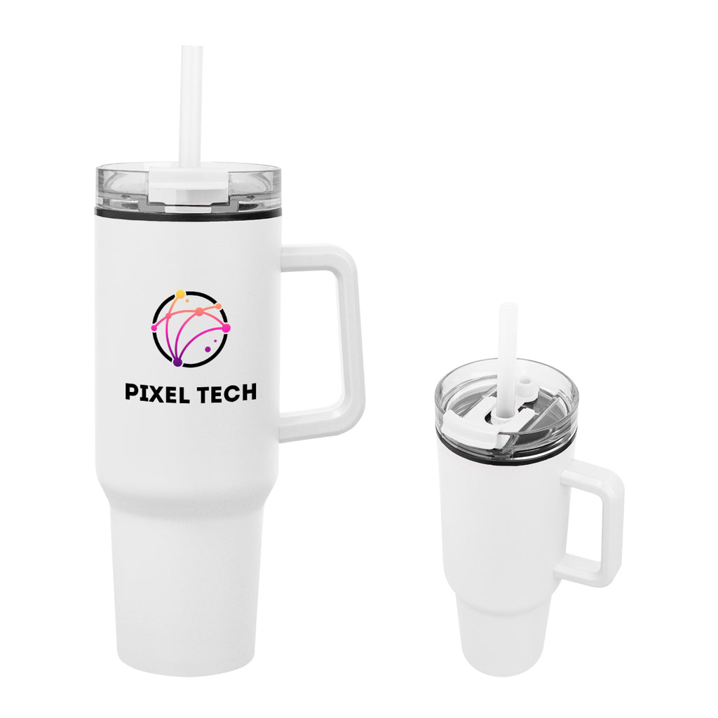 Quest Recycled Stainless Steel Tumbler in Full Color, 40 oz - White - Colorbrite