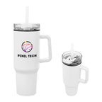 Quest Recycled Stainless Steel Tumbler in Full Color, 40 oz - White - Colorbrite
