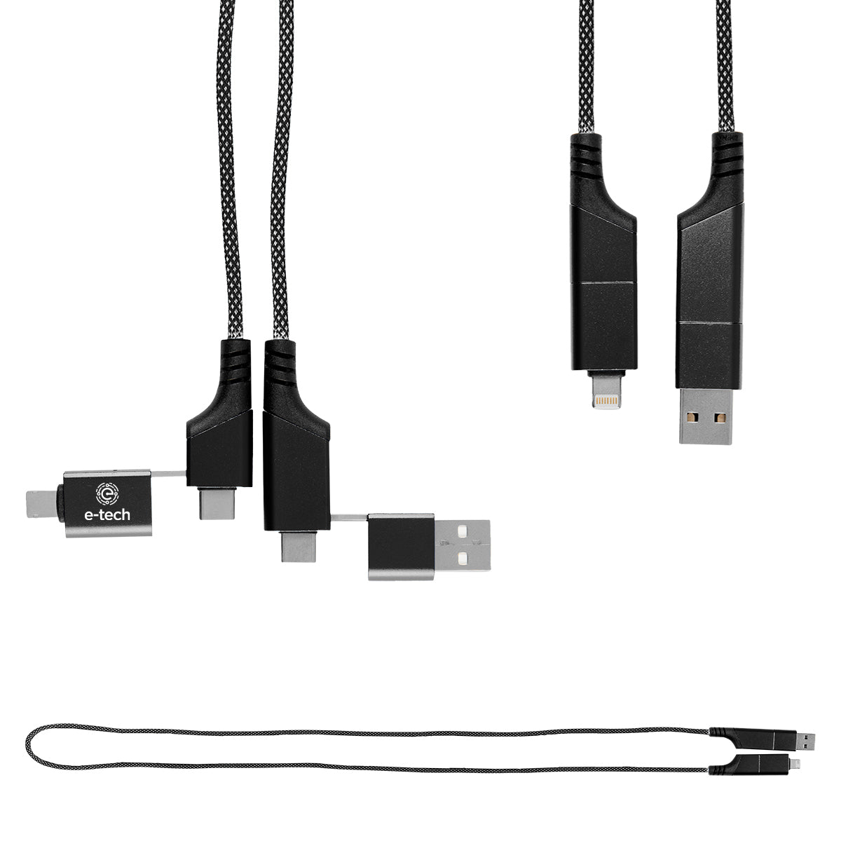 Quick Charge Cable, 60W, 3 Foot - Black - Pad Print