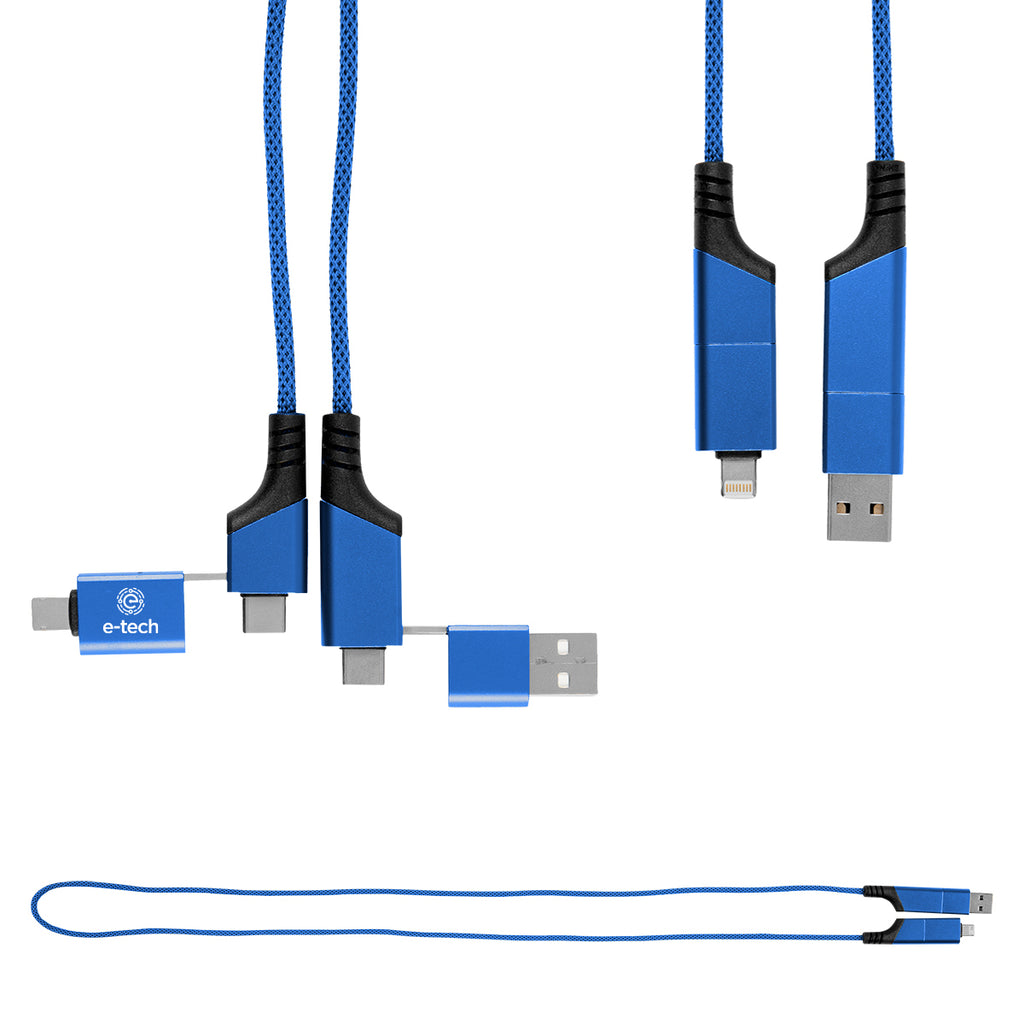 Quick Charge Cable, 60W, 3 Foot - Royal Blue - Pad Print