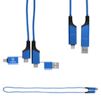Quick Charge Cable, 60W, 3 Foot - Royal Blue - Pad Print