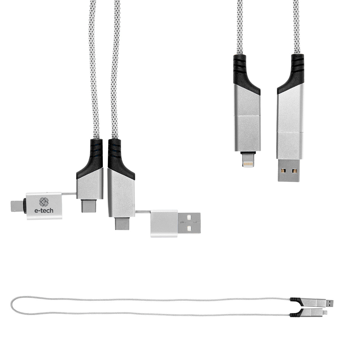 Quick Charge Cable, 60W, 3 Foot - Silver - Pad Print