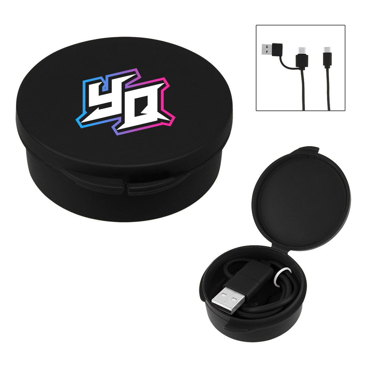 Quick Charge Cable in a Carrying Case, 65W - Black - Full Color