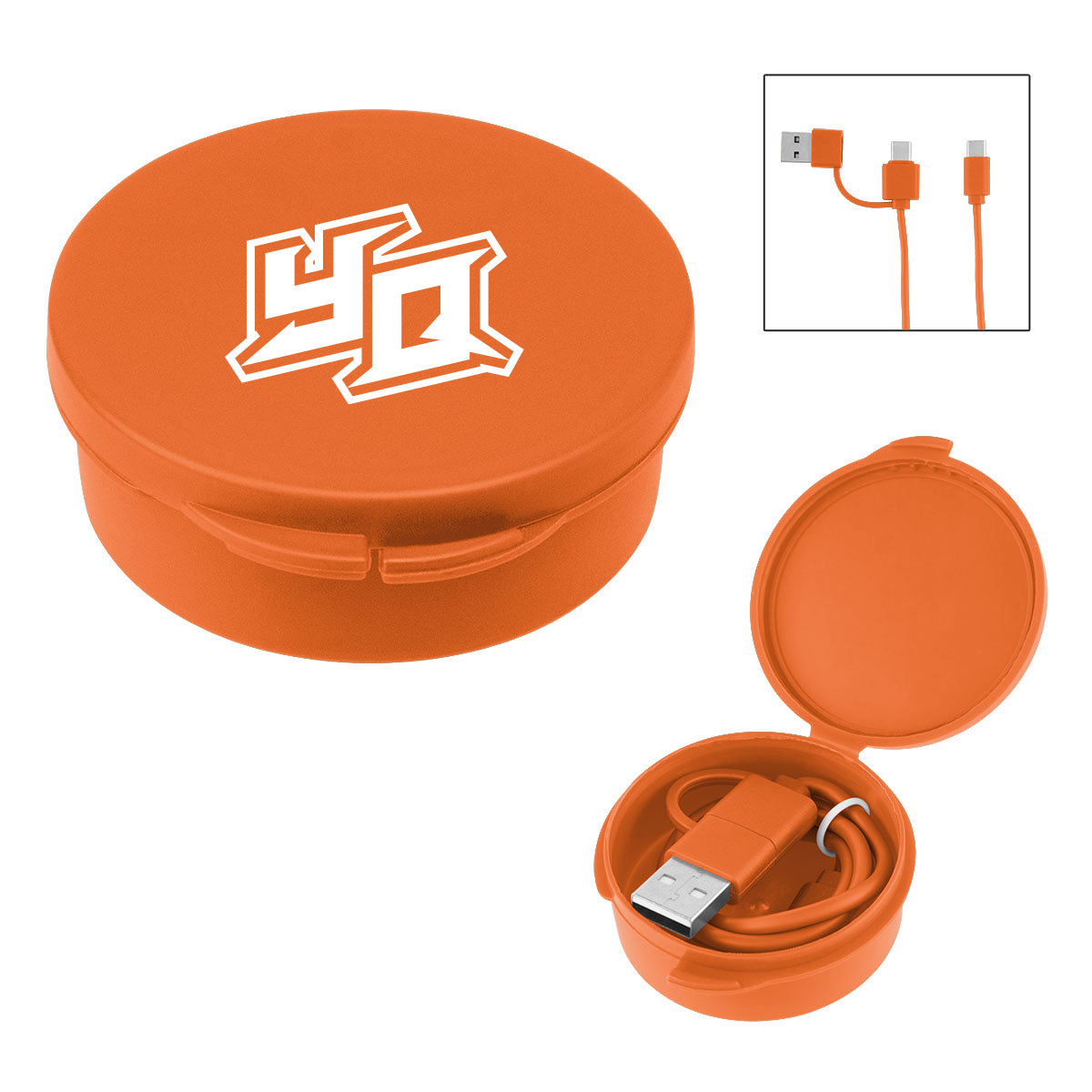 Quick Charge Cable in a Carrying Case, 65W - Orange - Silk Screen