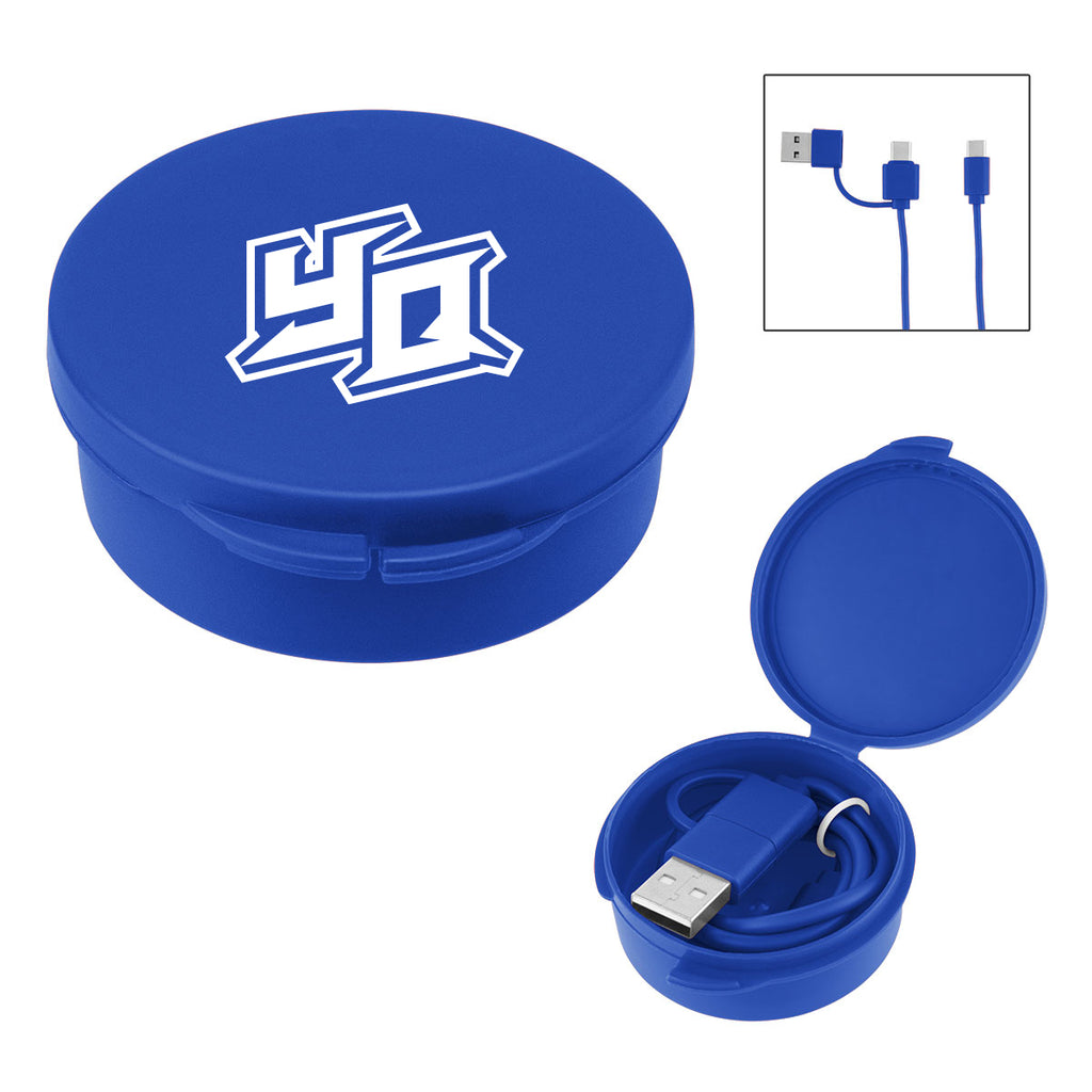 Quick Charge Cable in a Carrying Case, 65W - Royal Blue - Silk Screen