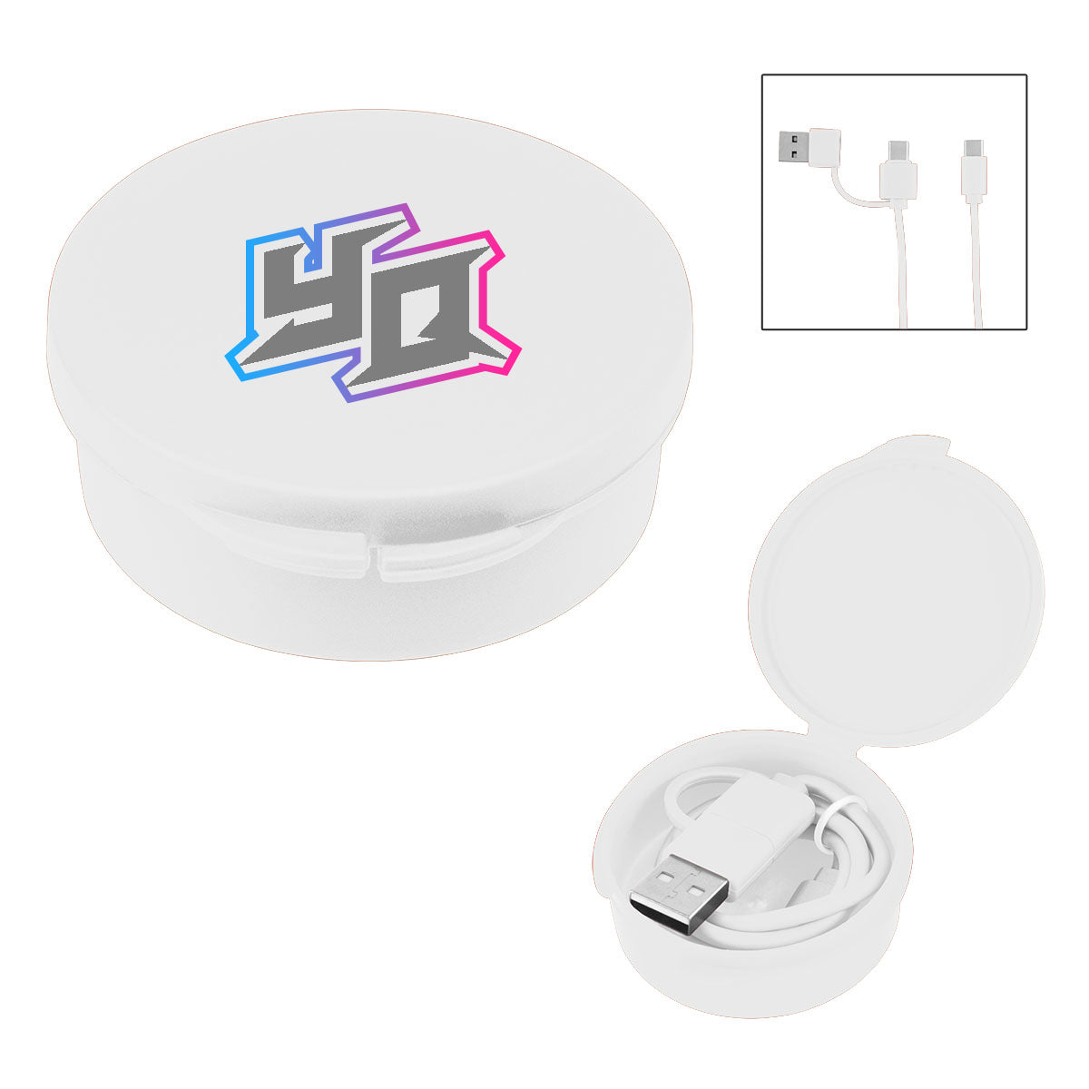 Quick Charge Cable in a Carrying Case, 65W - White - Full Color