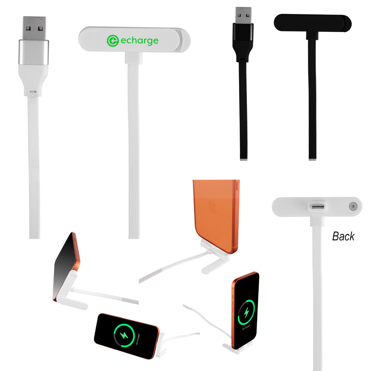Quick Charge Cable with Hidden Phone Stand, 65W - 65W Quick Charge rABS Invisible Stand Charging Cable