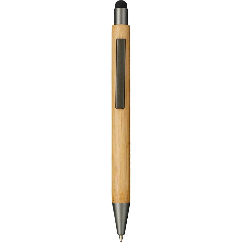 Quick-Dry Gel Pen with Stylus in Bamboo Laser Engraving - Natural - Front