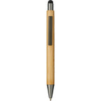 Quick-Dry Gel Pen with Stylus in Bamboo Laser Engraving - Natural - Front
