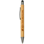 Quick-Dry Gel Pen with Stylus in Bamboo - Natural - Front 2