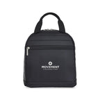 Quilted Nylon Lunch Cooler with Bottle Sleeve Transfer - Black - View 1