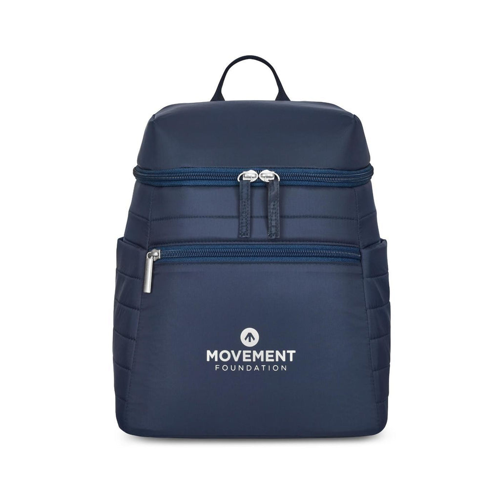 Quilted Nylon Mini Backpack Cooler - Navy - View 1