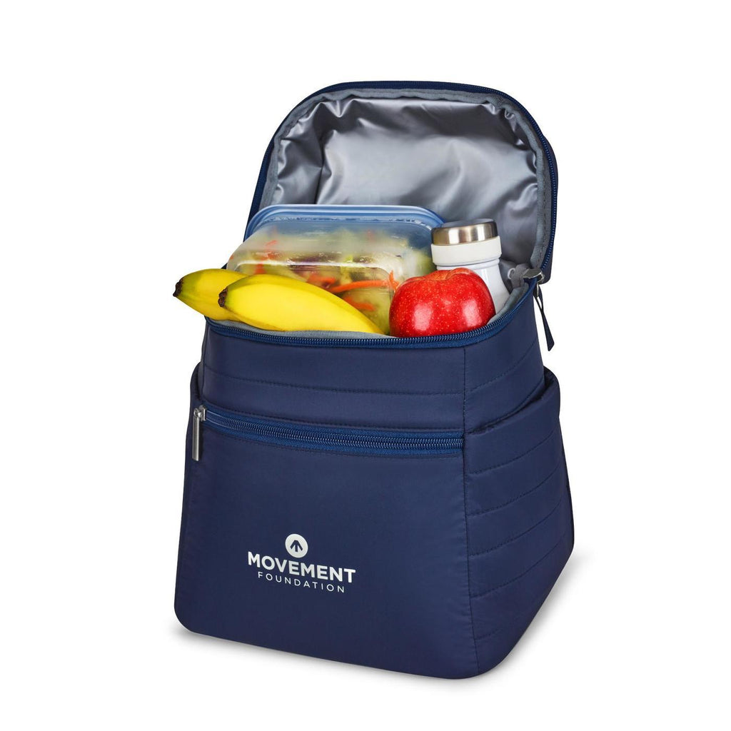 Quilted Nylon Mini Backpack Cooler - Navy - View 2