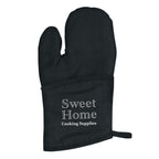 Quilted Oven Mitt in Cotton Canvas - Black - Silk Screen