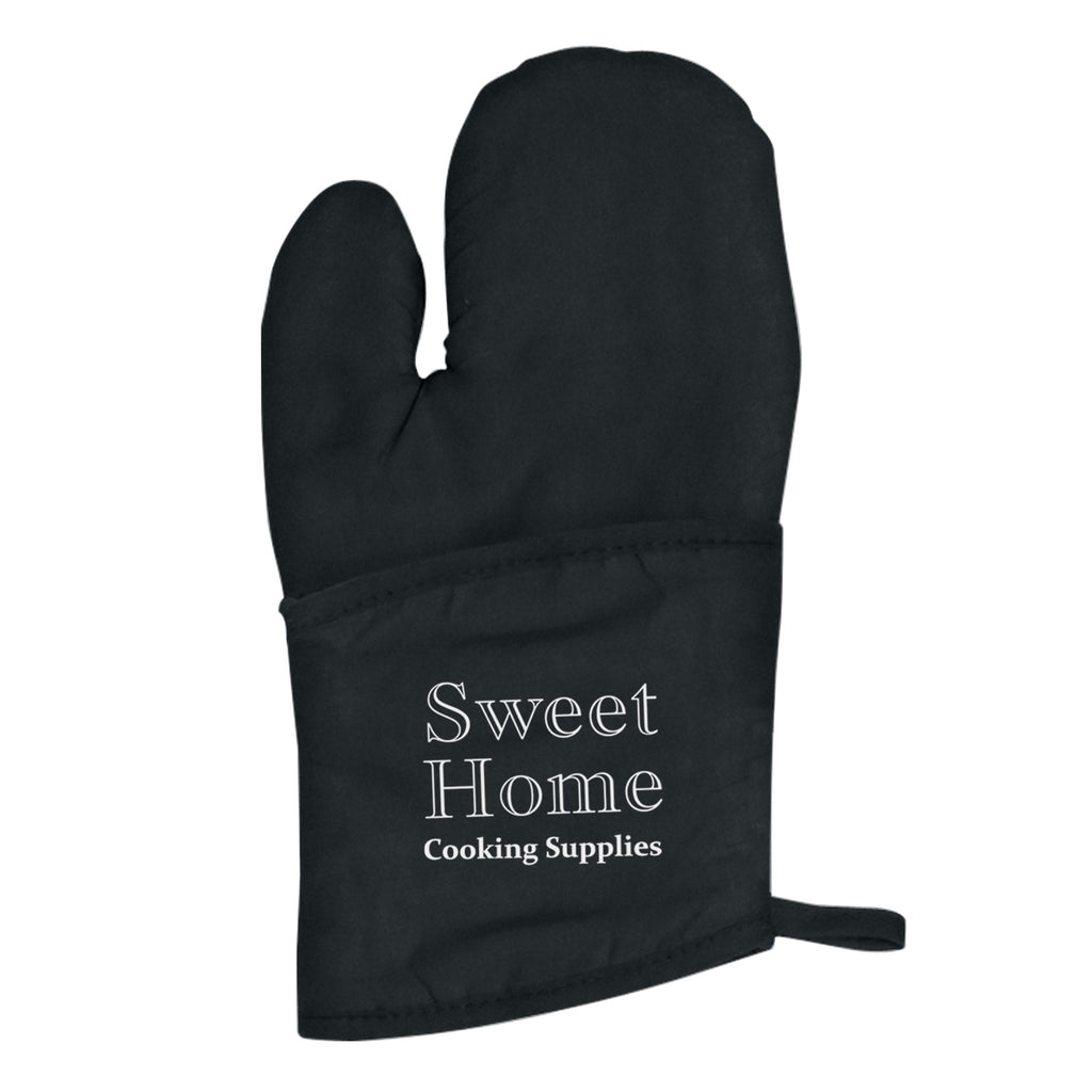 Quilted Oven Mitt in Cotton Canvas - Black - Silk Screen