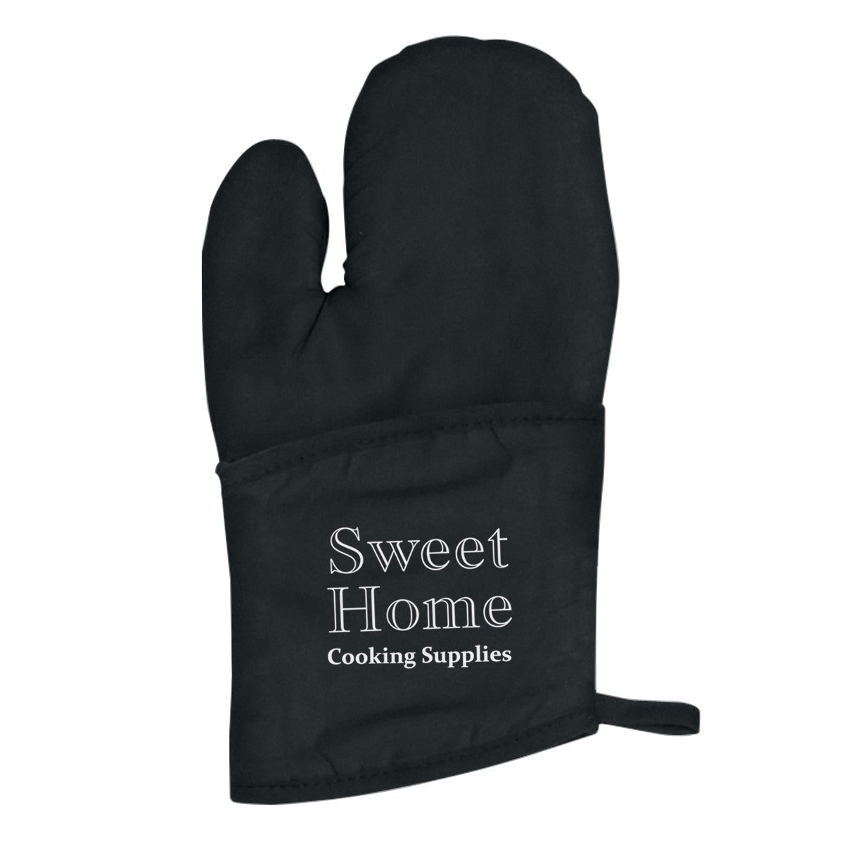 Quilted Oven Mitt in Cotton Canvas - Black - Silk Screen