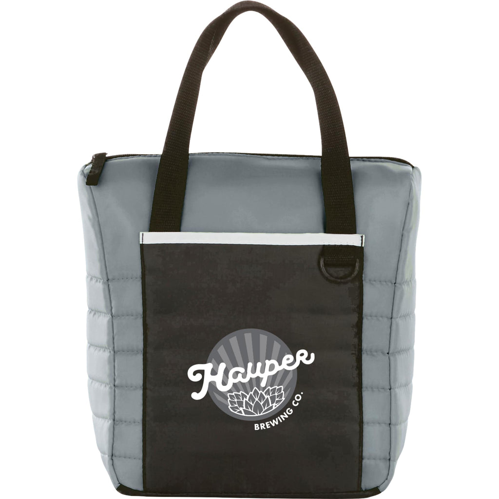 Quilted Padded Lunch Cooler for 12 Cans Full Color - Gray - Front