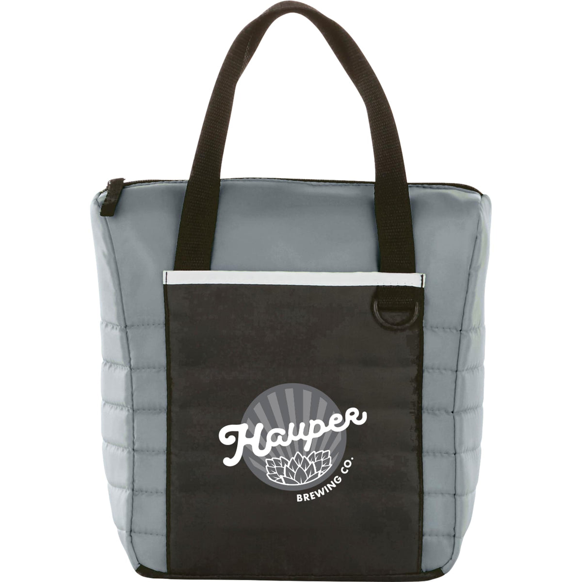 Quilted Padded Lunch Cooler for 12 Cans - Gray - Front