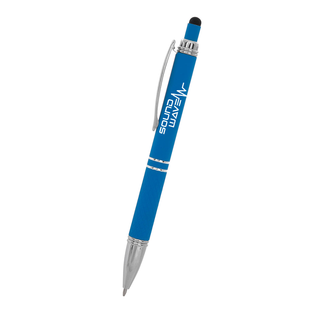 Quilted Pen with Stylus - Blue - Silk Screen