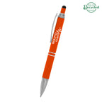 Quilted Pen with Stylus - Orange - Silk Screen
