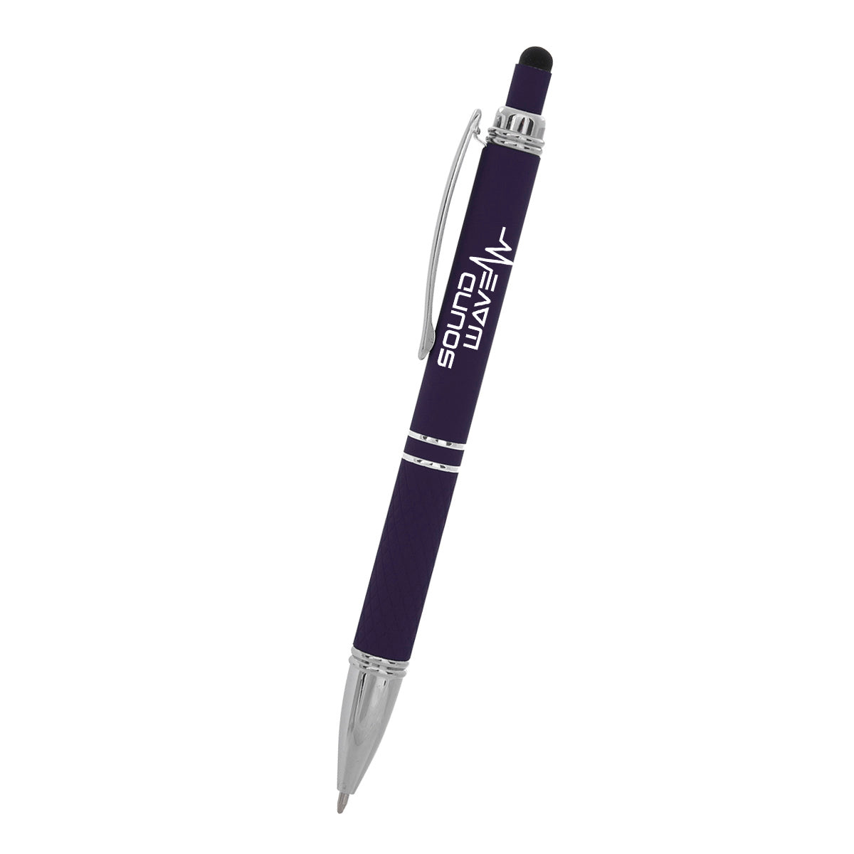 Quilted Pen with Stylus - Purple - Silk Screen