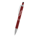 Quilted Pen with Stylus - Red - Silk Screen