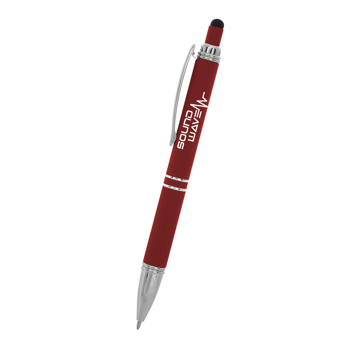 Quilted Pen with Stylus - Red - Silk Screen