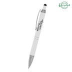 Quilted Pen with Stylus - White - Silk Screen