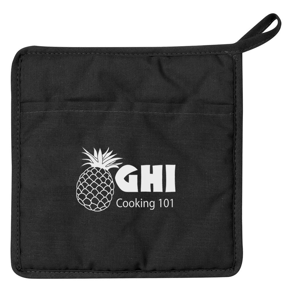 Quilted Pot Holder in Cotton Canvas - Black - Transfer