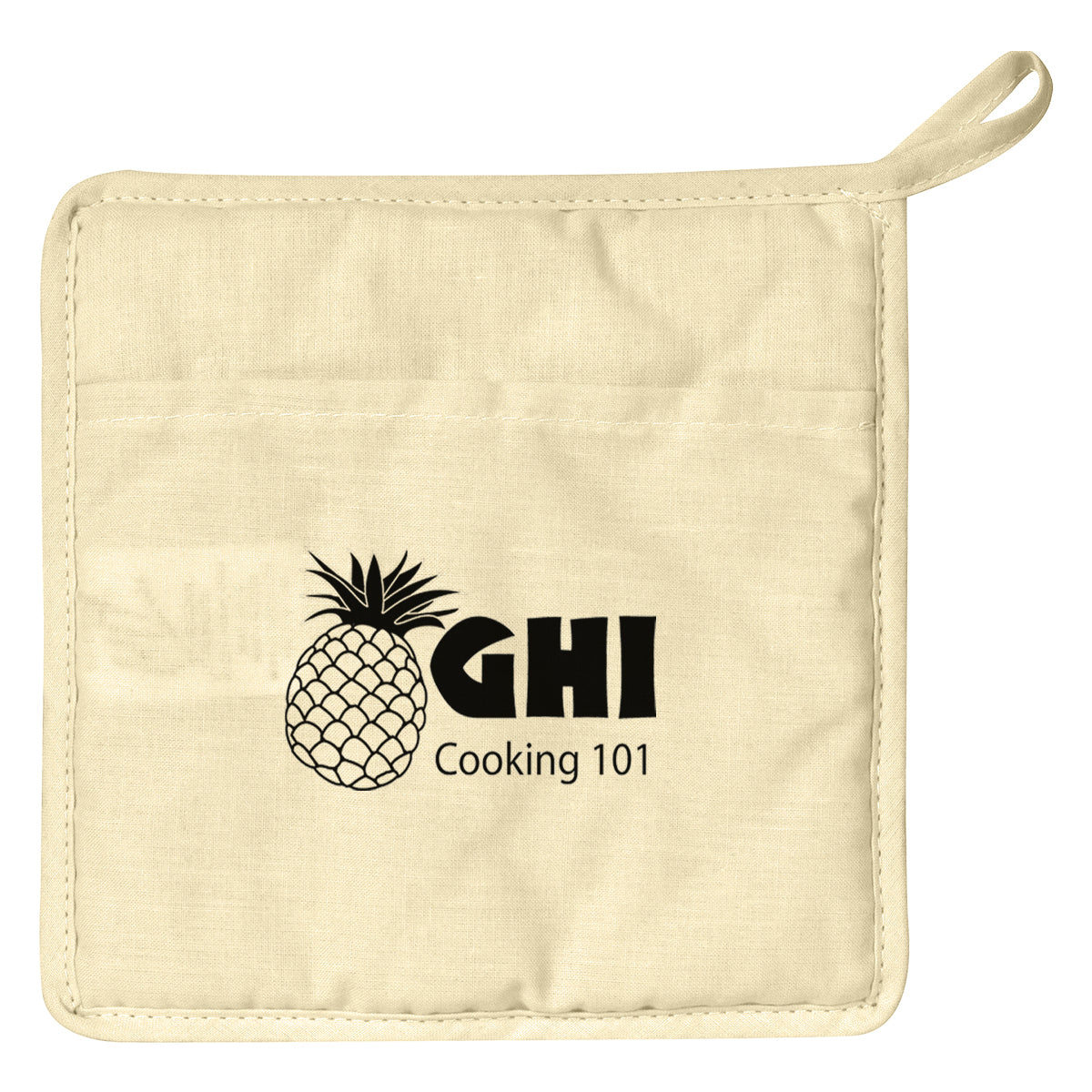 Quilted Pot Holder in Cotton Canvas - Natural - Transfer