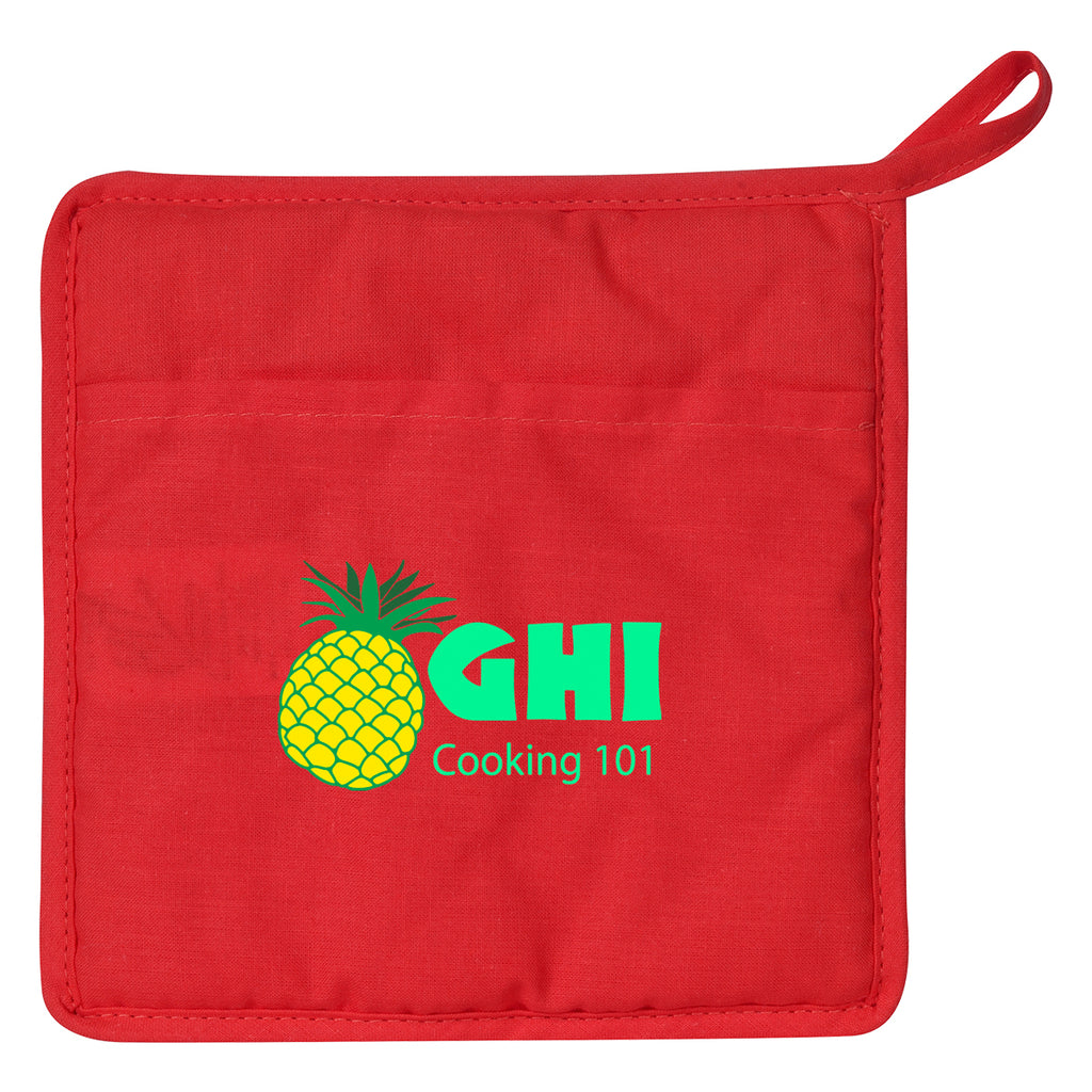 Quilted Pot Holder in Cotton Canvas - Red - Colorbrite