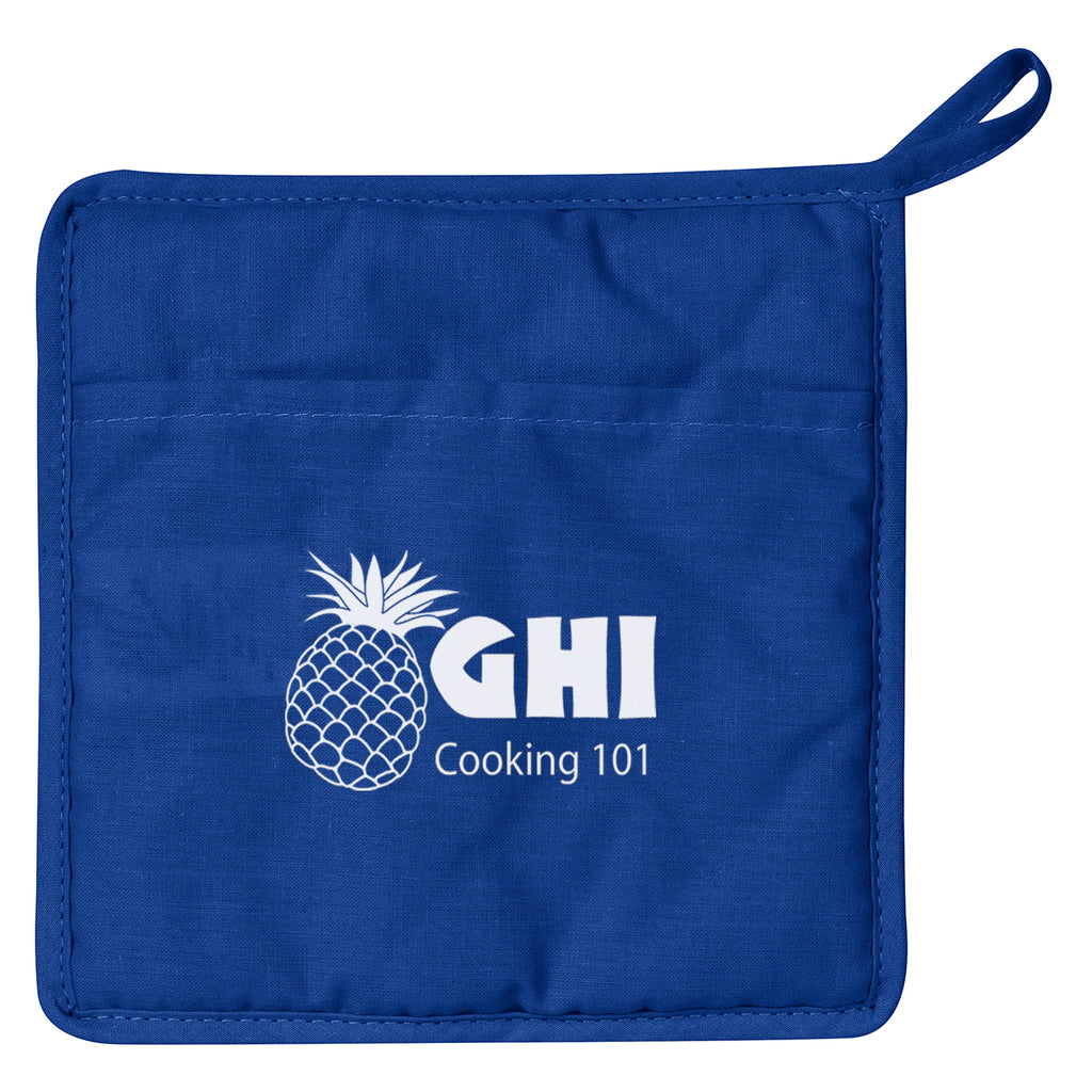 Quilted Pot Holder in Cotton Canvas - Royal Blue - Transfer