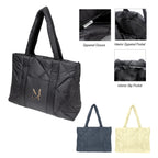 Quilted Puffer Tote Bag, Luxe - Black