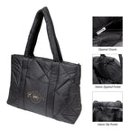 Quilted Puffer Tote Bag, Luxe - Black - Colorbrite