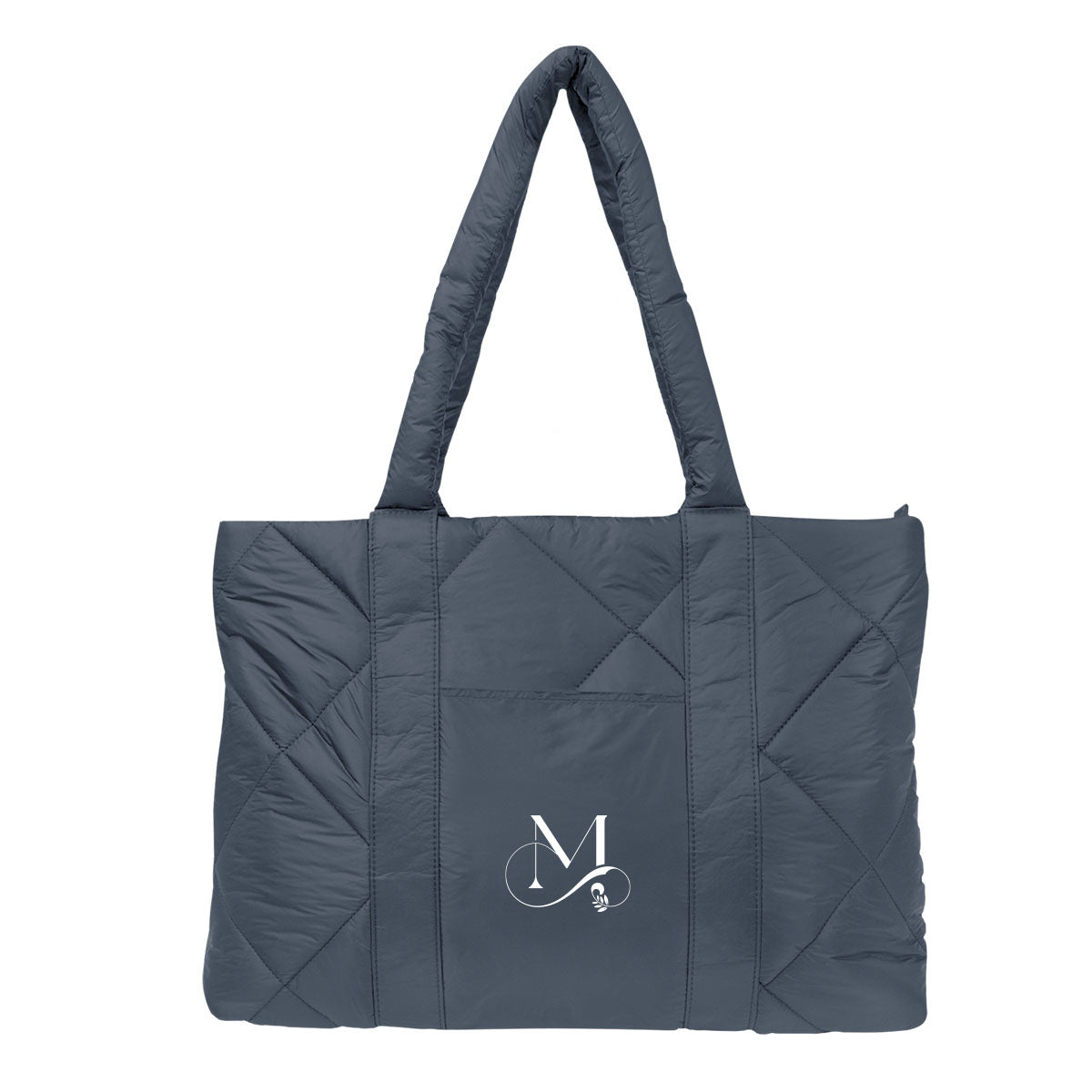 Quilted Puffer Tote Bag, Luxe - Navy - Silk Screen