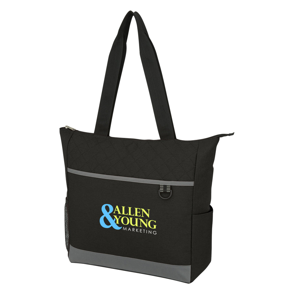 Quilted Tote Bag, Carter - Black - Colorbrite