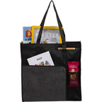 Radius Recycled Tote with Mesh Bottle Pocket - Black - Propped