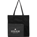Radius Recycled Tote with Mesh Bottle Pocket Full Color - Black - Front