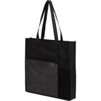 Radius Recycled Tote with Mesh Bottle Pocket Full Color - Black - Left Angle