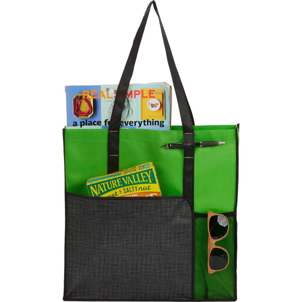 Radius Recycled Tote with Mesh Bottle Pocket Full Color - Lime - Propped