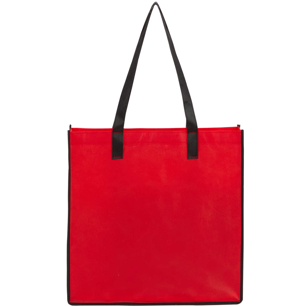 Radius Recycled Tote with Mesh Bottle Pocket Full Color - Red - Back
