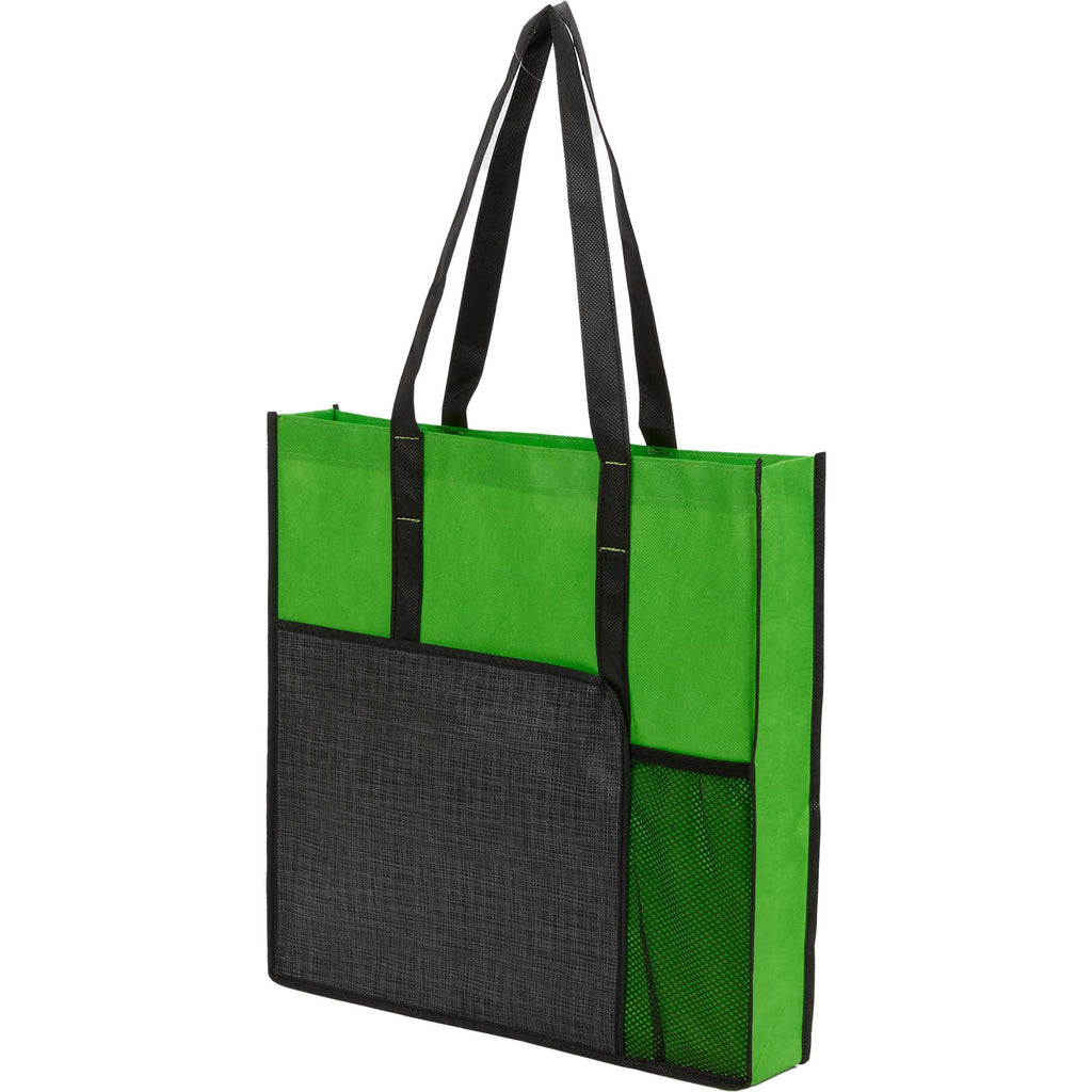 Radius Recycled Tote with Mesh Bottle Pocket - Lime - Left Angle