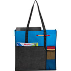 Radius Recycled Tote with Mesh Bottle Pocket - Process Blue - Propped