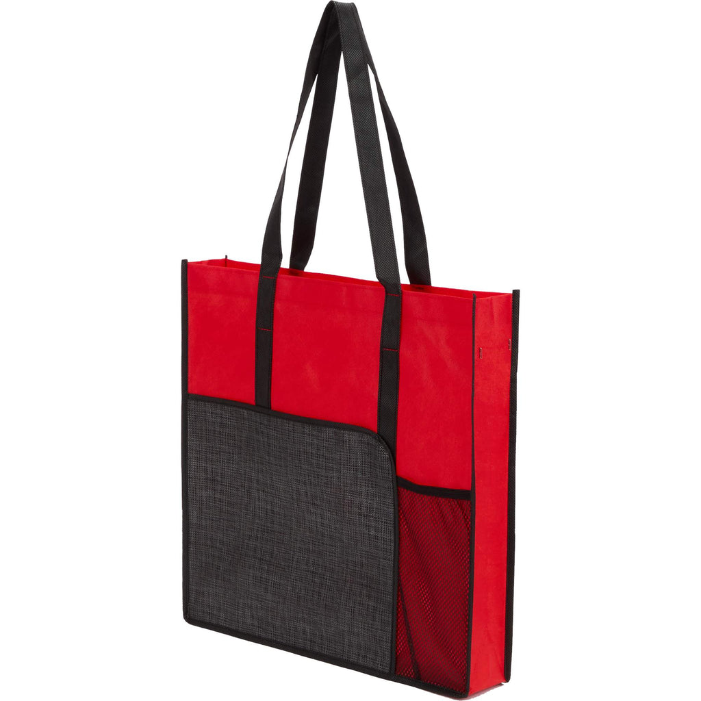 Radius Recycled Tote with Mesh Bottle Pocket - Red - Left Angle