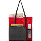 Radius Recycled Tote with Mesh Bottle Pocket - Red - Propped