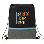 Rainbow Color Block Recycled Drawstring Bag - Black - Front