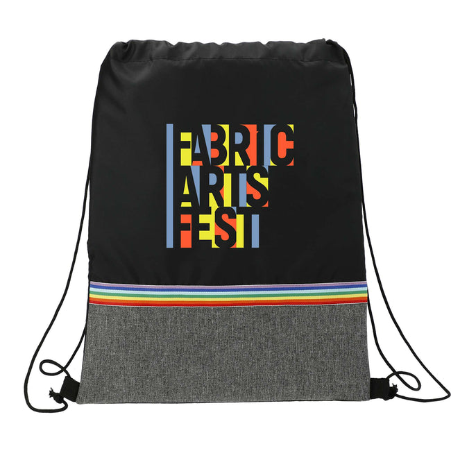 Rainbow Color Block Recycled Drawstring Bag