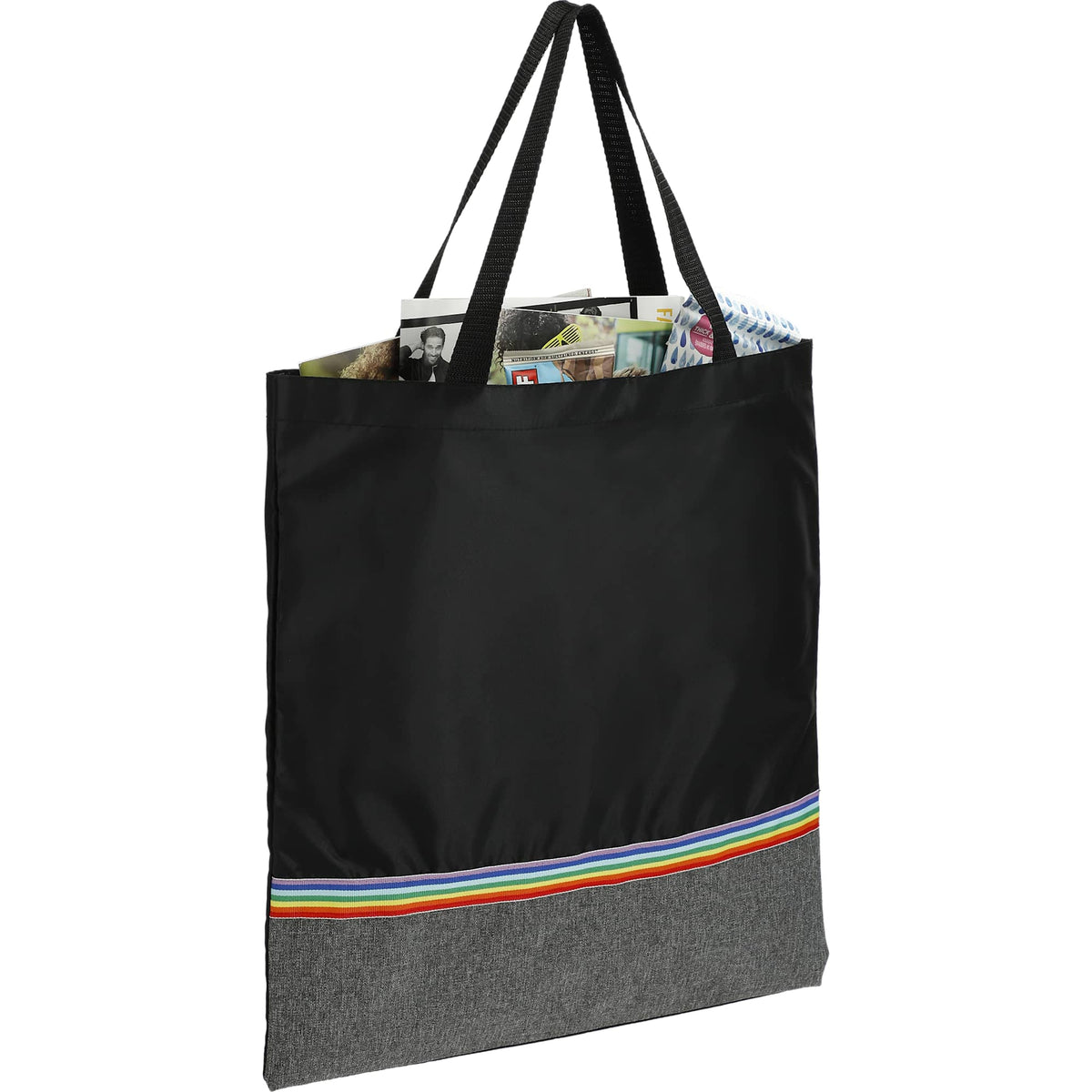 Rainbow Convention Tote in Recycled Polyester - Black - Right Angle 2